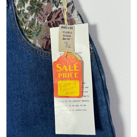 Vintage 80s Denim Floral Tapestry Detail High Waist Denim Skirt, Size 11/12 - Picture 4 of 7